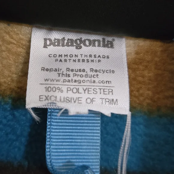 Patagonia Synchilla Fleece Pullover Snap-T Teal Brown Aztec Mountain Mens Medium